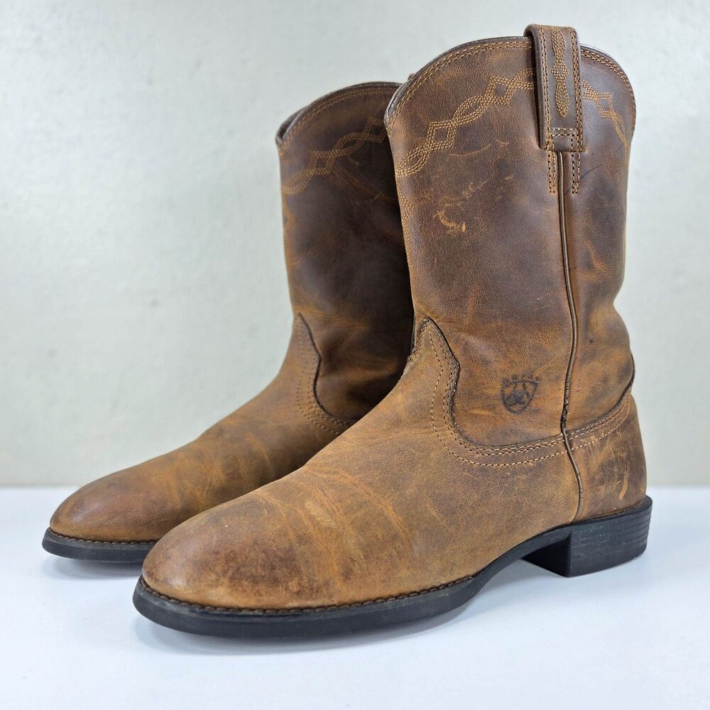 Ariat Heritage Roper Brown Leather Cowgirl Boots 10000797 Women's Sz 9